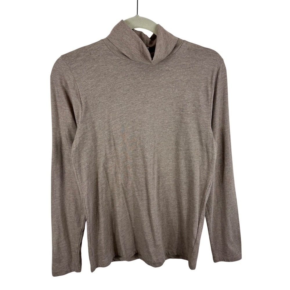 J.Crew Womens Taupe Heather Cotton Blend Long Sleeve Turtleneck Top Size M